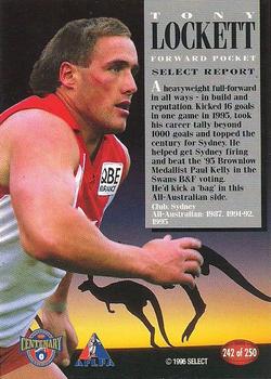 1996 Select AFL #242 Tony Lockett Back